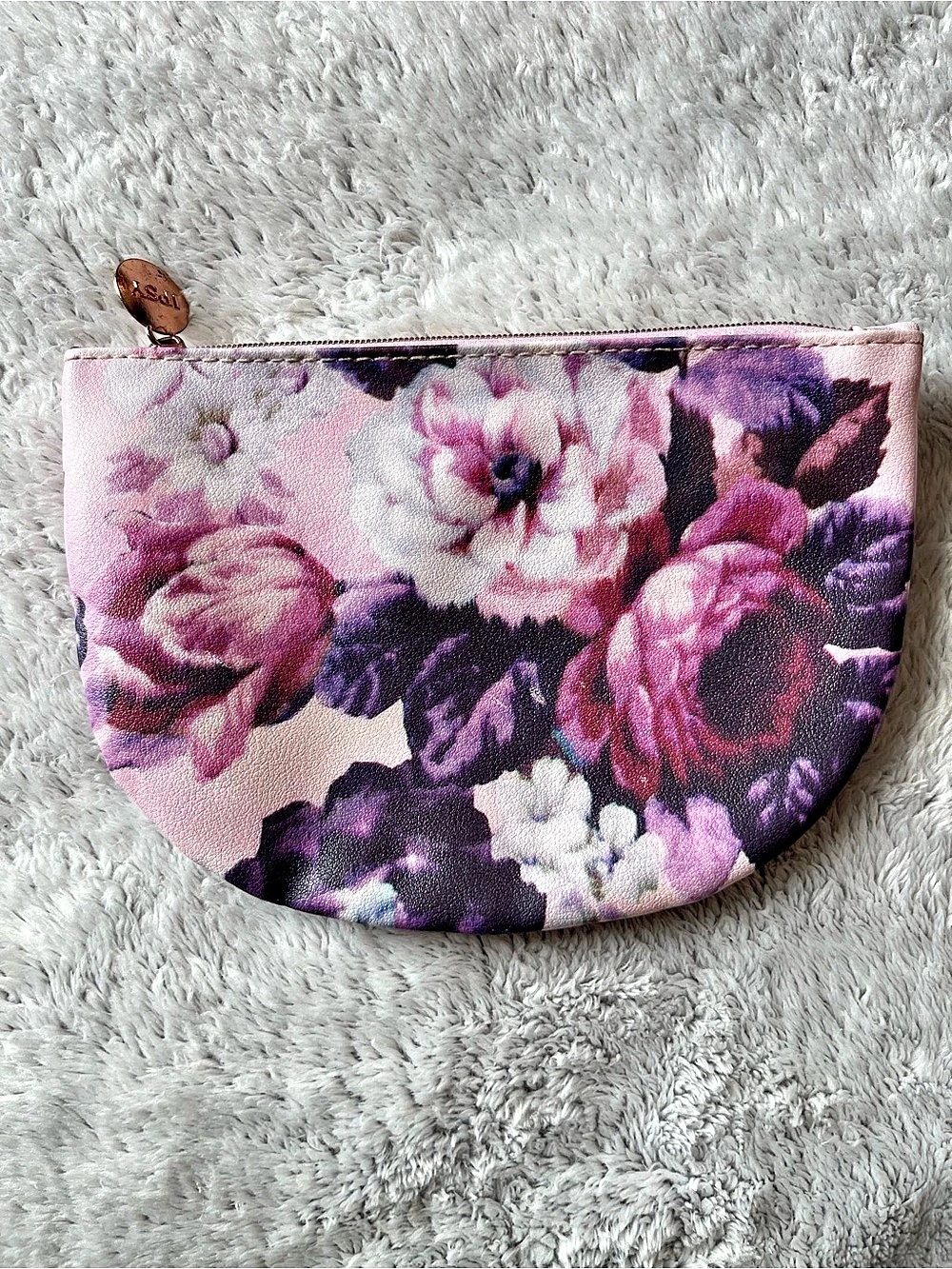 Ipsy May 2022 Glam Bag Half-Moon Floral Pouch Pink & Purple